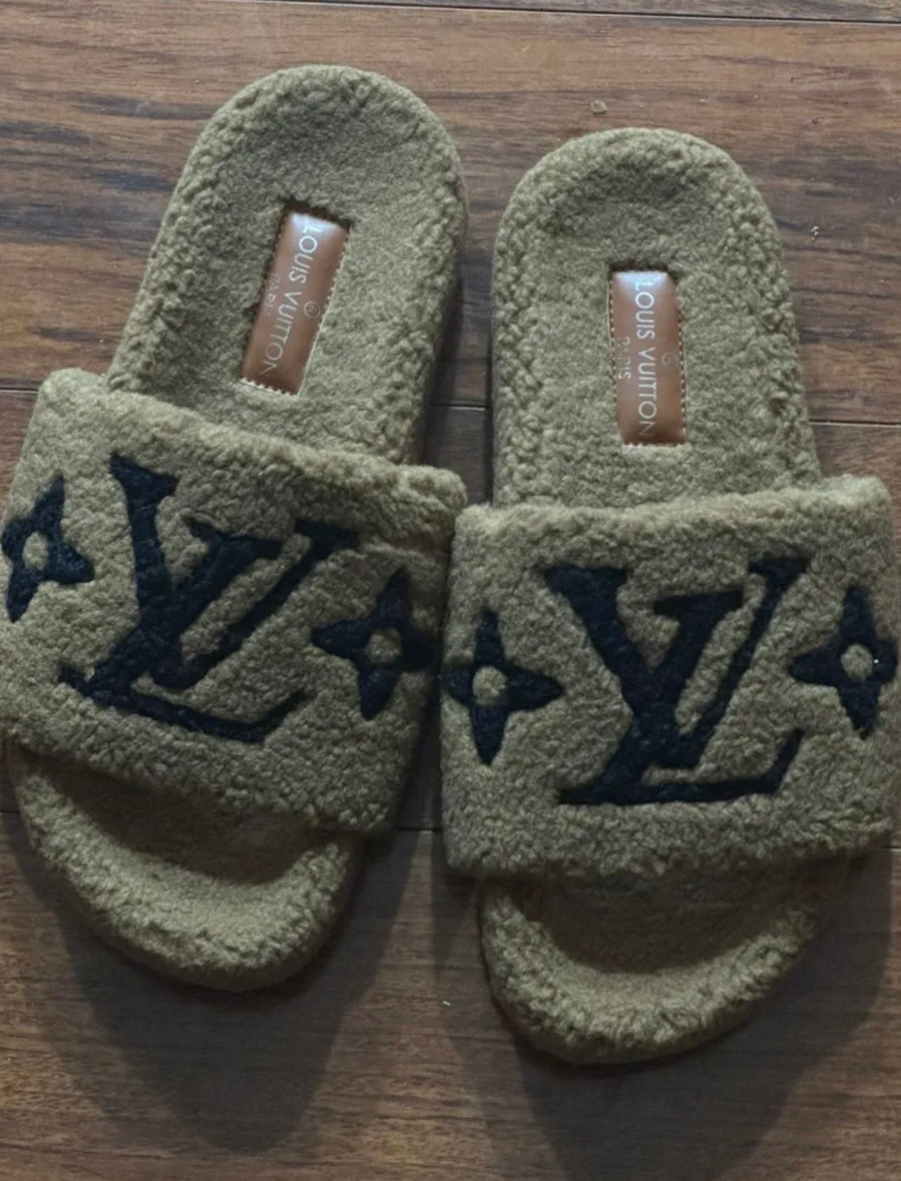 LV fur sandals