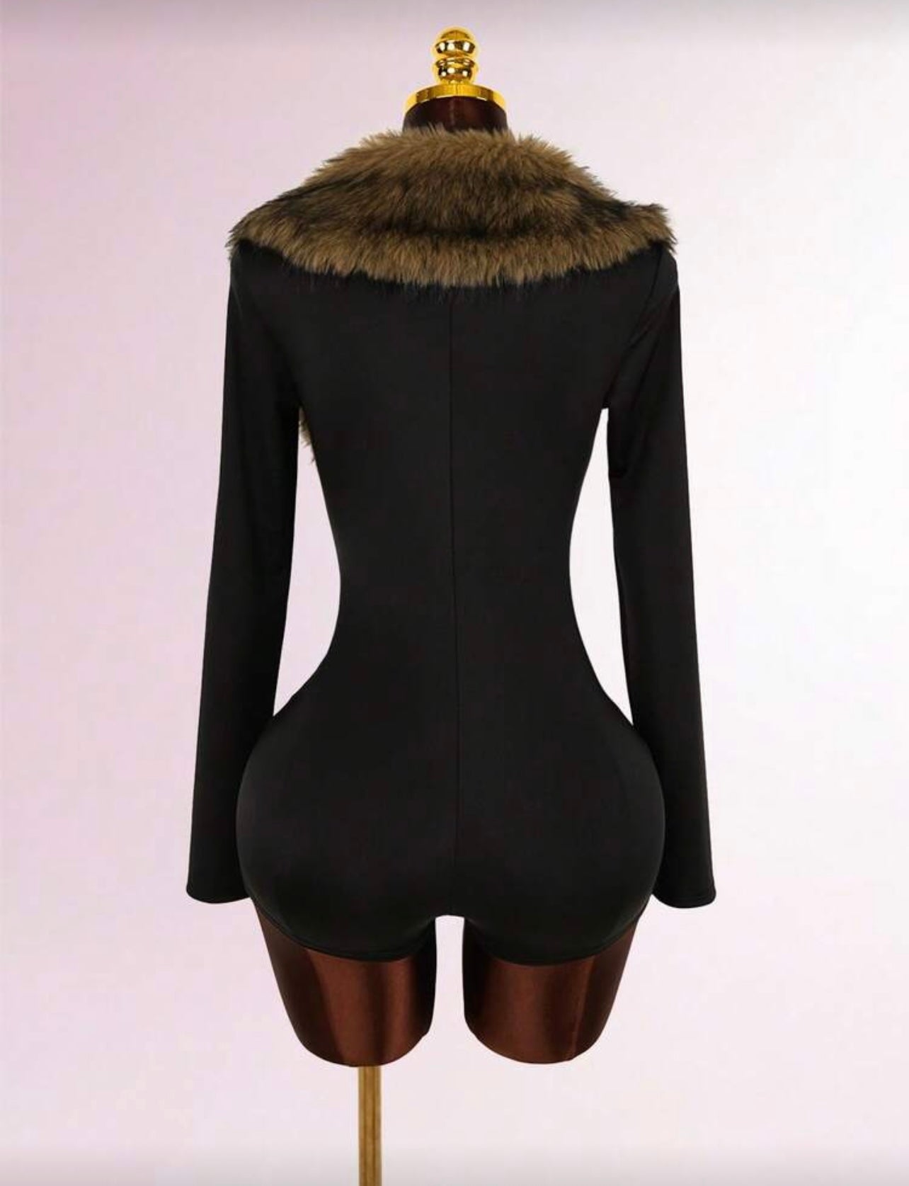 Fur one piece body romper