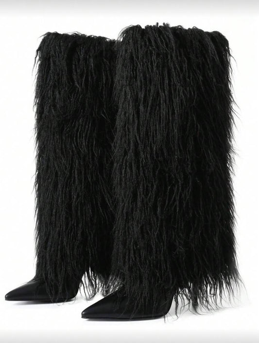 FUR KNEE HIGH BOOTS